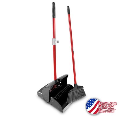 LIBMAN COMMERCIAL Premium Lobby Broom And Dust Pan Set Closed Lid, 2PK 1193